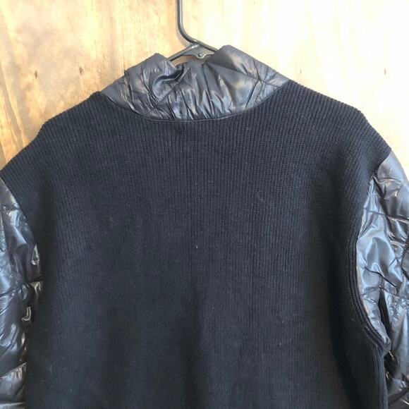 Elliott Lauren Womens Jacket Black Quilted Mock Neck Nylon Buttons Silk Blend XL - Picture 12 of 13
